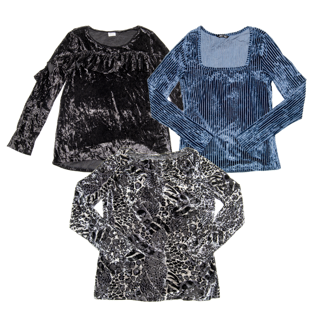 VELVET LONG SLEEVE T-SHIRTS AND BLOUSES PACK